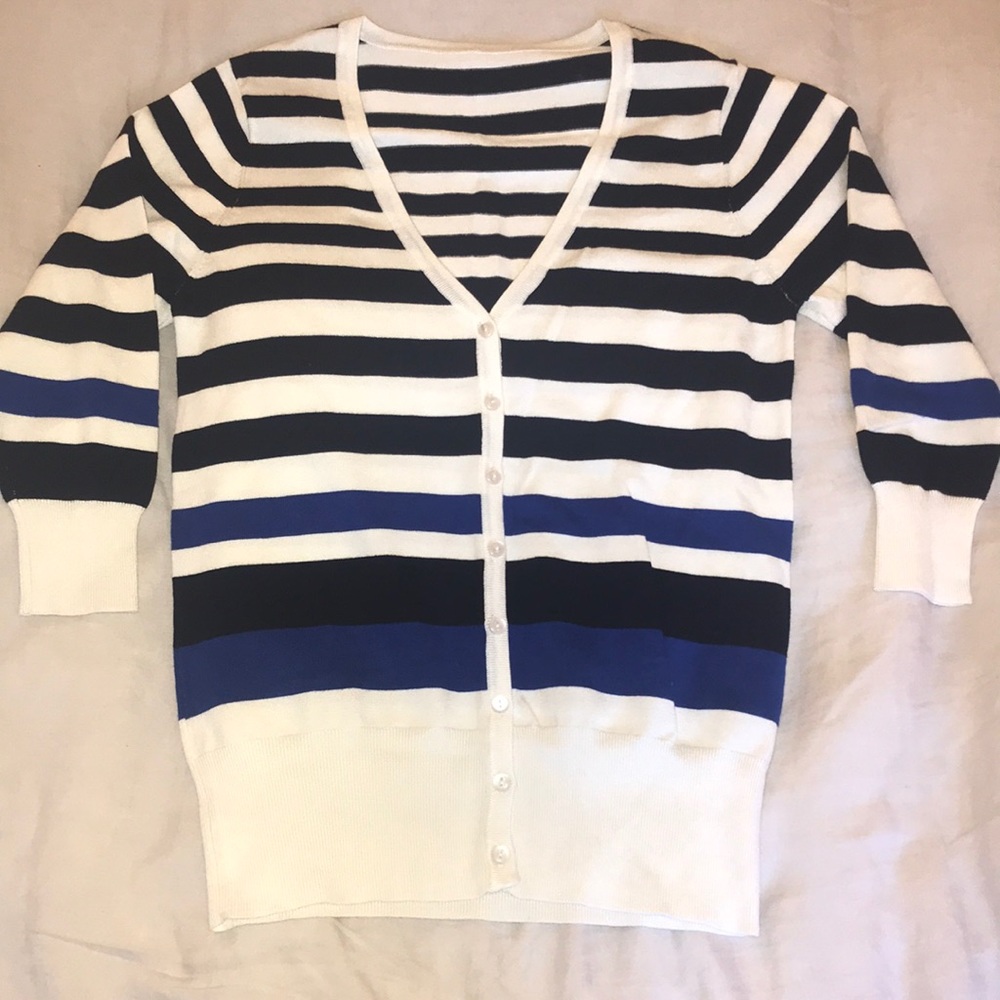 Striped 3/4 Sleeve Cardigan